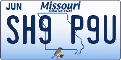 MO license plate SH9P9U