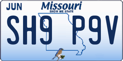 MO license plate SH9P9V