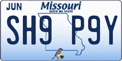 MO license plate SH9P9Y
