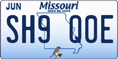 MO license plate SH9Q0E