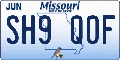 MO license plate SH9Q0F
