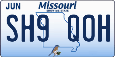 MO license plate SH9Q0H