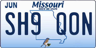 MO license plate SH9Q0N