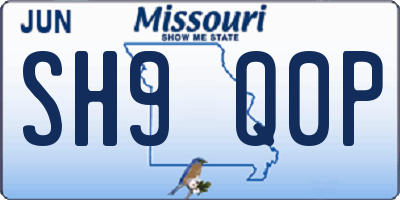 MO license plate SH9Q0P