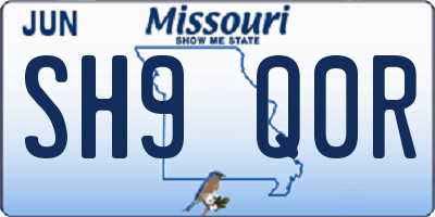 MO license plate SH9Q0R
