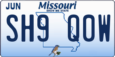 MO license plate SH9Q0W