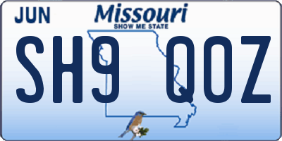MO license plate SH9Q0Z
