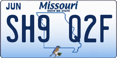 MO license plate SH9Q2F