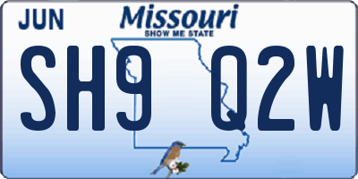 MO license plate SH9Q2W