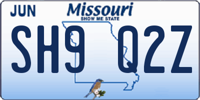 MO license plate SH9Q2Z