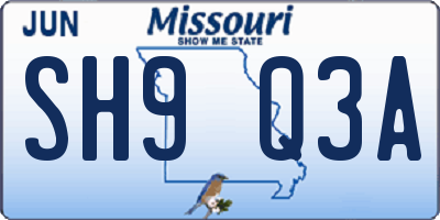 MO license plate SH9Q3A