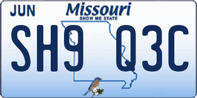 MO license plate SH9Q3C