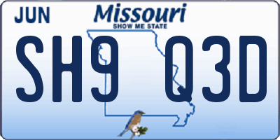 MO license plate SH9Q3D