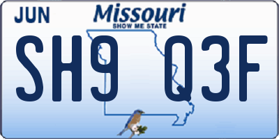 MO license plate SH9Q3F