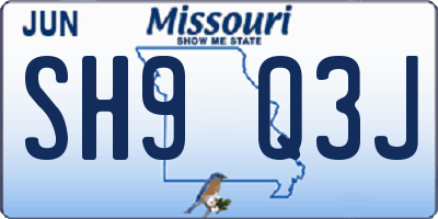 MO license plate SH9Q3J