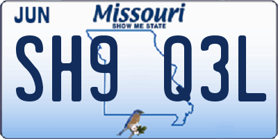 MO license plate SH9Q3L