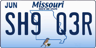 MO license plate SH9Q3R