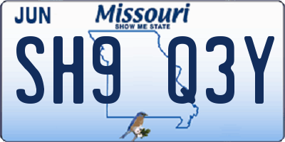 MO license plate SH9Q3Y