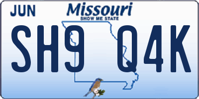 MO license plate SH9Q4K