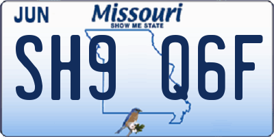 MO license plate SH9Q6F