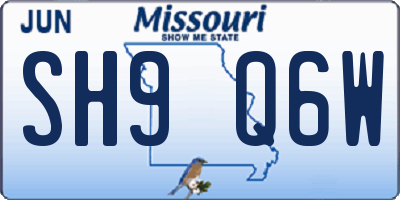MO license plate SH9Q6W
