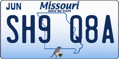 MO license plate SH9Q8A