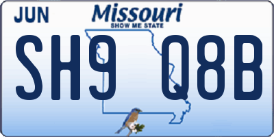 MO license plate SH9Q8B