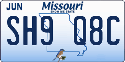 MO license plate SH9Q8C