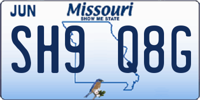 MO license plate SH9Q8G
