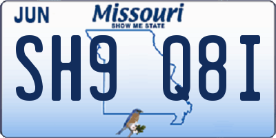MO license plate SH9Q8I