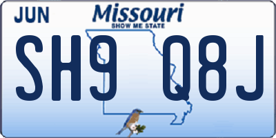 MO license plate SH9Q8J