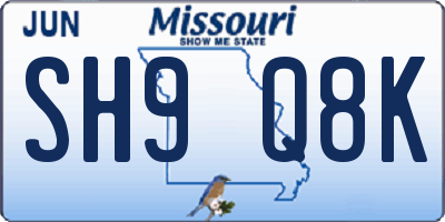 MO license plate SH9Q8K