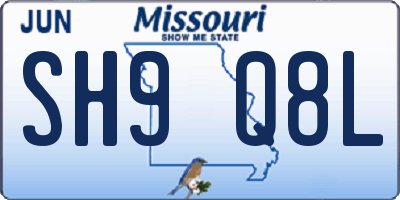MO license plate SH9Q8L