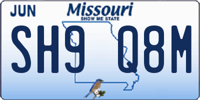 MO license plate SH9Q8M