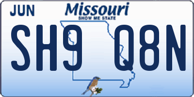 MO license plate SH9Q8N