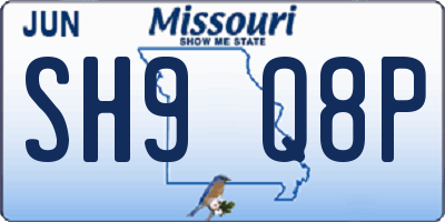 MO license plate SH9Q8P