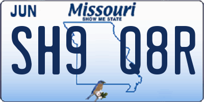 MO license plate SH9Q8R