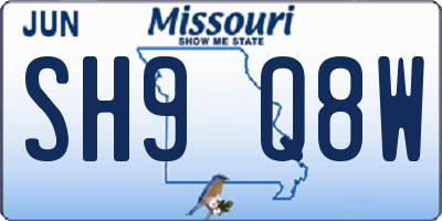 MO license plate SH9Q8W