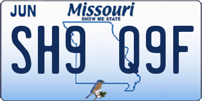 MO license plate SH9Q9F