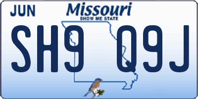 MO license plate SH9Q9J