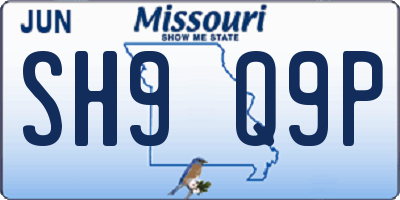 MO license plate SH9Q9P