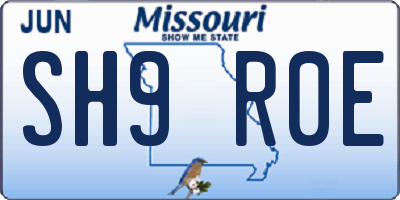 MO license plate SH9R0E