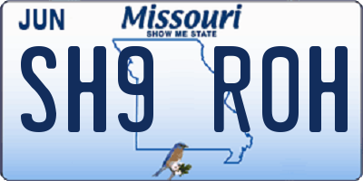 MO license plate SH9R0H