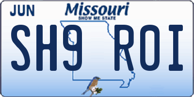 MO license plate SH9R0I