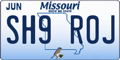 MO license plate SH9R0J
