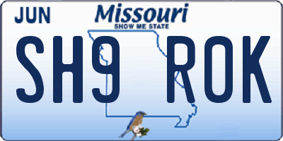 MO license plate SH9R0K