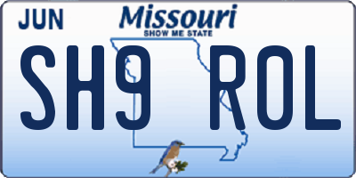 MO license plate SH9R0L