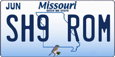 MO license plate SH9R0M