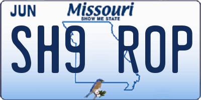 MO license plate SH9R0P