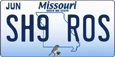 MO license plate SH9R0S